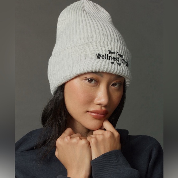 $38 DAILY PRACTICE Anthropologie West Coast Wellness Club Ribbed Beanie Hat Grey - Picture 2 of 10